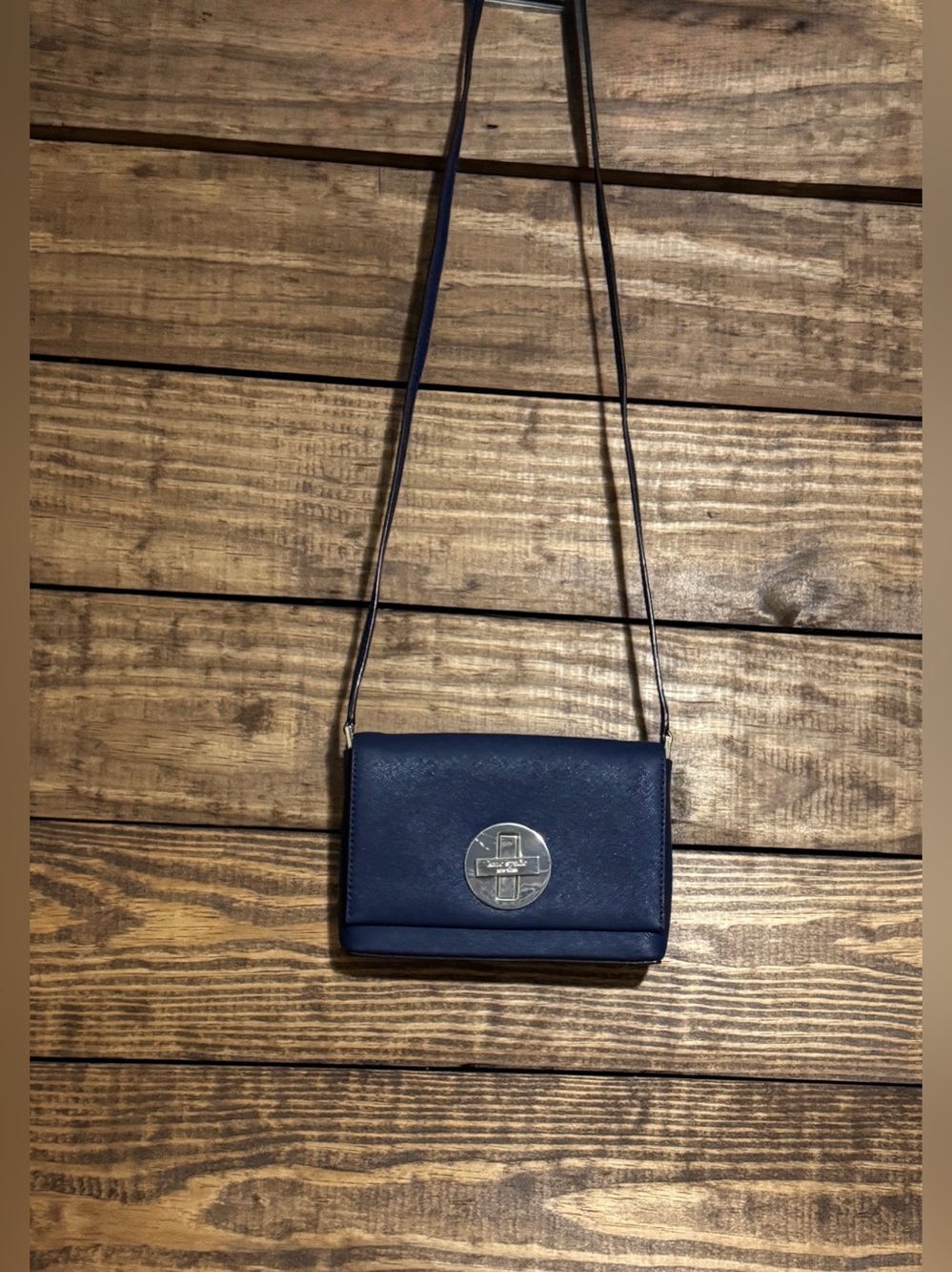 Kate Spade Navy Crossbody Shoulder Bag with Gold Emblem